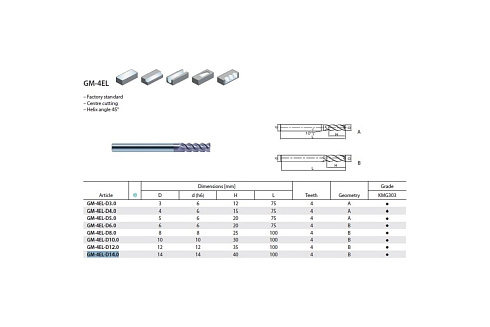 Фреза концевая твердосплавная ZCC-CT GM-4EL-D14.0