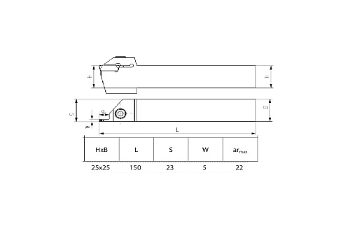 Державка отрезная/канавочная ZCC-CT QEHD2525R22