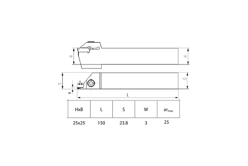 Державка отрезная/канавочная ZCC-CT QEFD2525L25