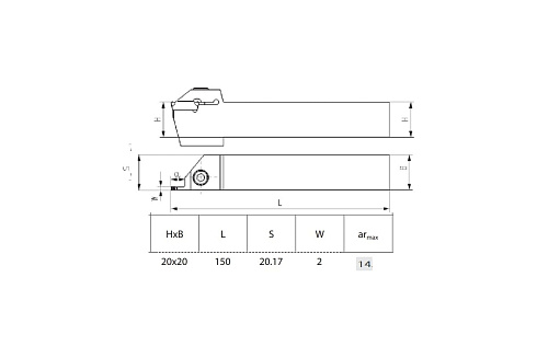 Державка отрезная/канавочная ZCC-CT QEBD2020L14
