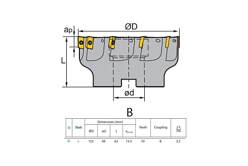 Корпус фрезы 125 мм под пластину APKT16 ZCC-CT EMP02-125-B40-AP16-10C