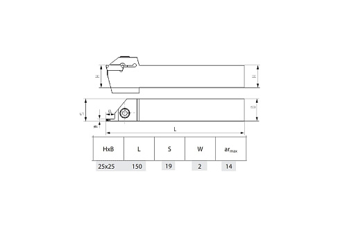 Державка отрезная/канавочная ZCC-CT QEBD2525R14