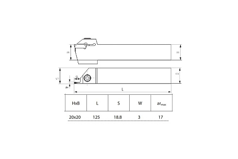 Державка отрезная/канавочная ZCC-CT QEFD2020R17