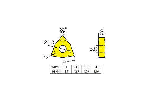 Пластина твердосплавная ZCC-CT WNMG080408-XM YBC203