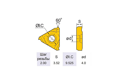Пластина резьбовая 10 шт ZCC-CT Z16IR2.0ISO YBG205
