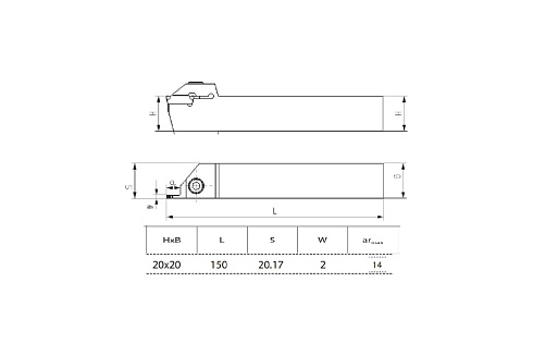 Державка отрезная/канавочная QEBD2020R14 ZCC-CT QEBD2020R14