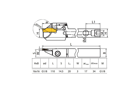 Державка отрезная усиленная QEFD1616R17-SC ZCC-CT QEFD1616R17-SC