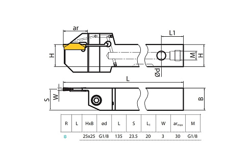 Державка усиленная отрезная/канавочная ZCC-CT QEFD2525R30-DGSC