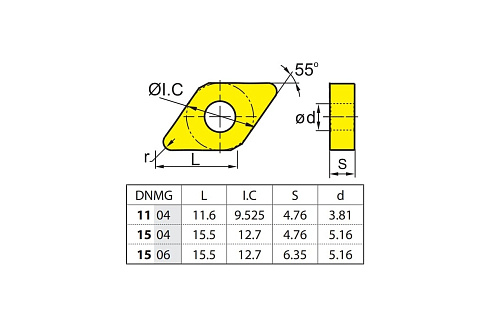 Пластина твердосплавная 10 шт ZCC-CT DNMG150608-PM YBC252
