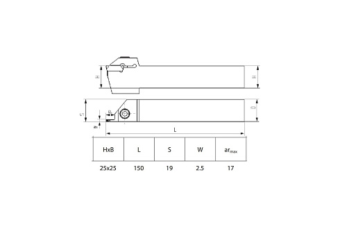 Державка отрезная/канавочная ZCC-CT QEED2525L17